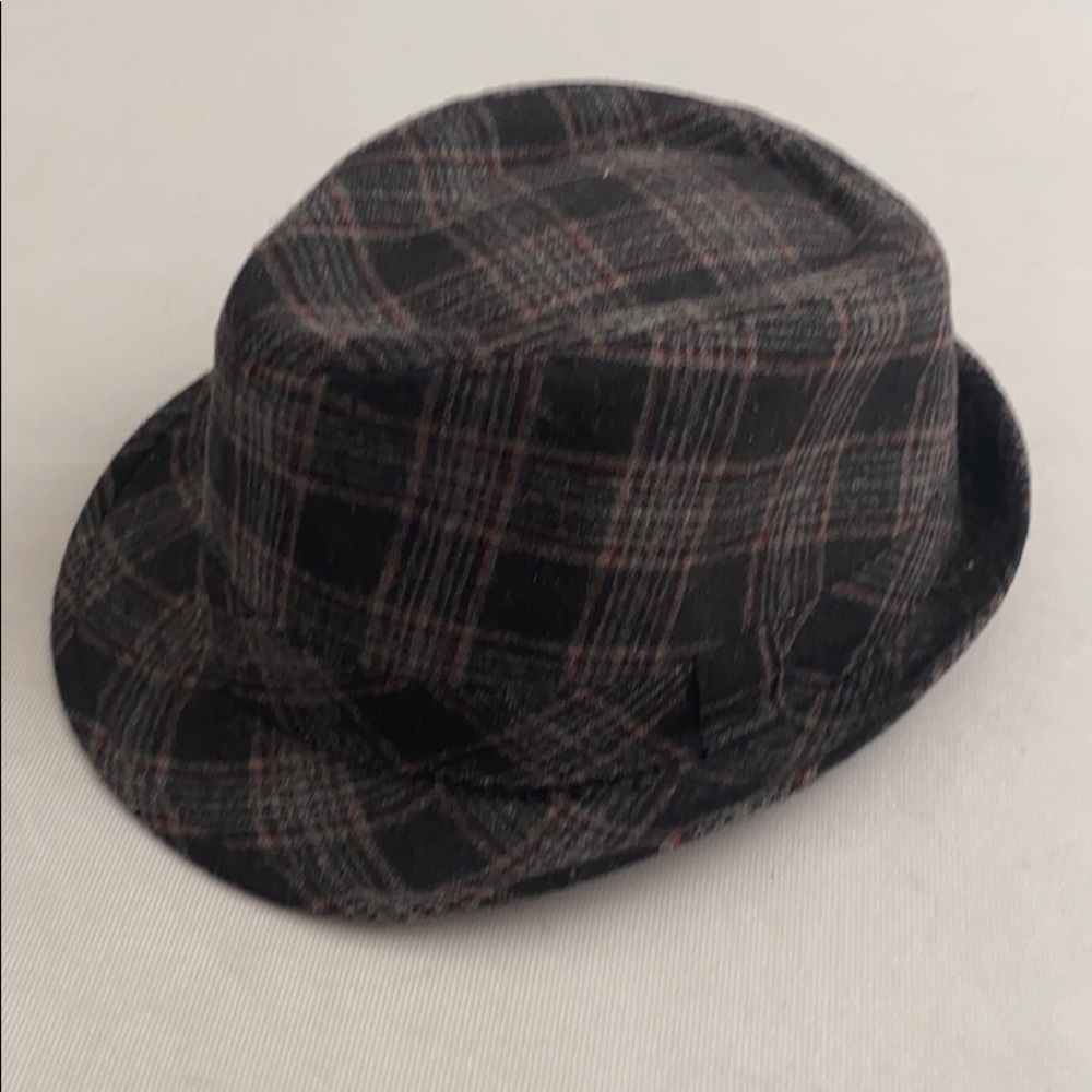 Henschel Hat gray and black plaid wool blend fedora hat